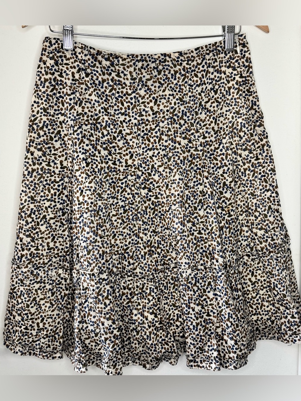 Weekend Max Mara A line tiered 100 % Cotton dot Floral midi skirt Women’s U.S. 6